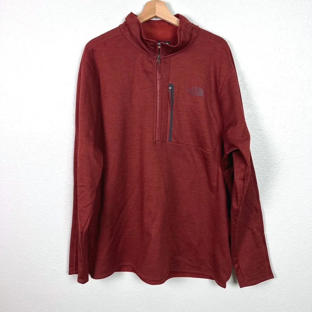 The North Face Canyonlands 1/2 Zip Fleece Top Mens XXL Red Heathered Long Sleeve